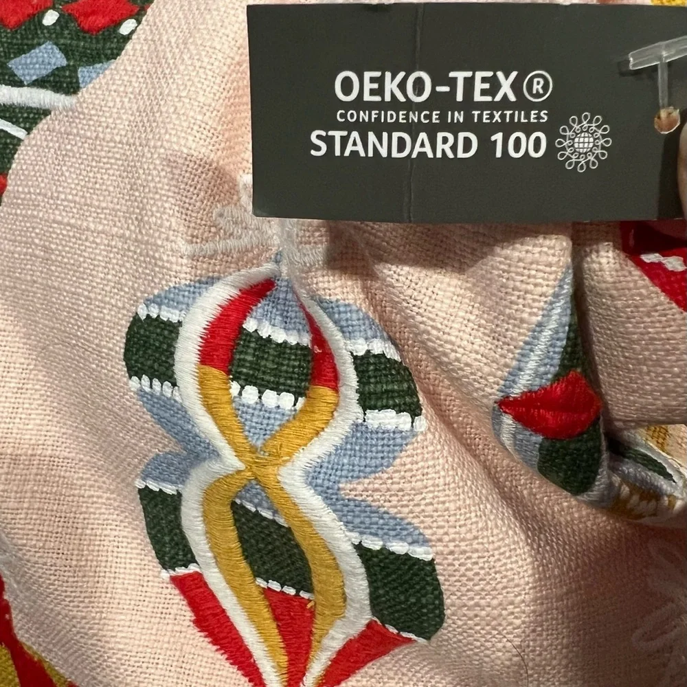 NWT 2 Embroidered MCM 50s 60s Vintage Ornament Square Christmas Throw Pillow 18”